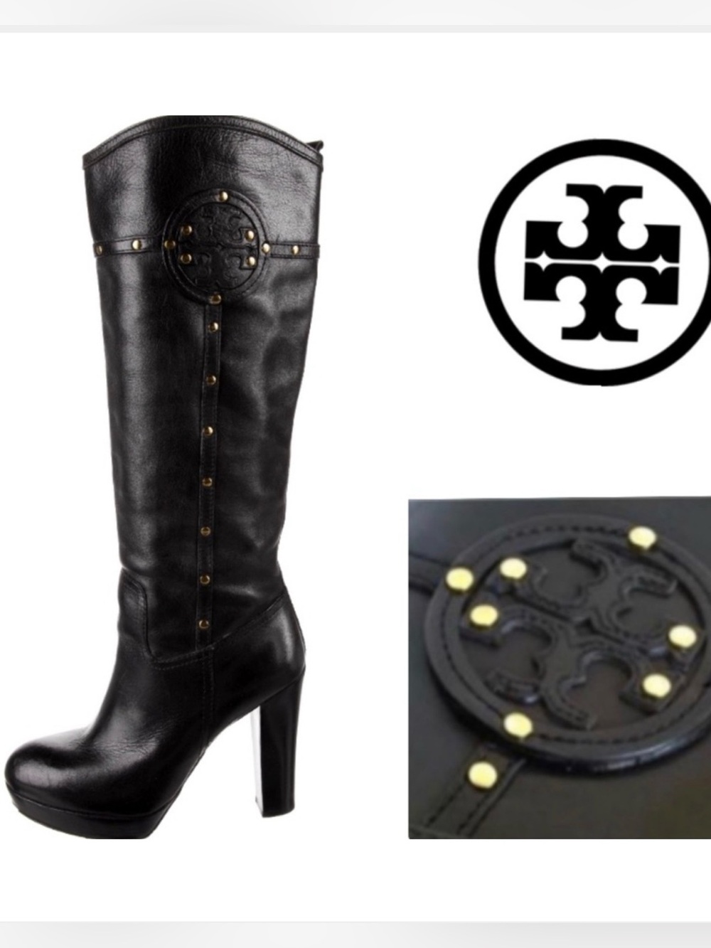 Tory Burch Colleen Studded Platform Knee High Boots